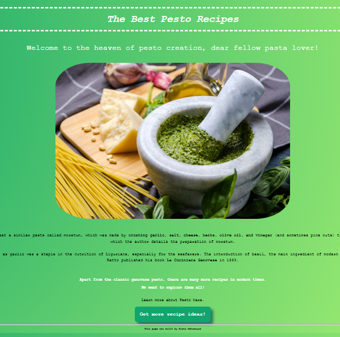 Foto of pesto landingpage